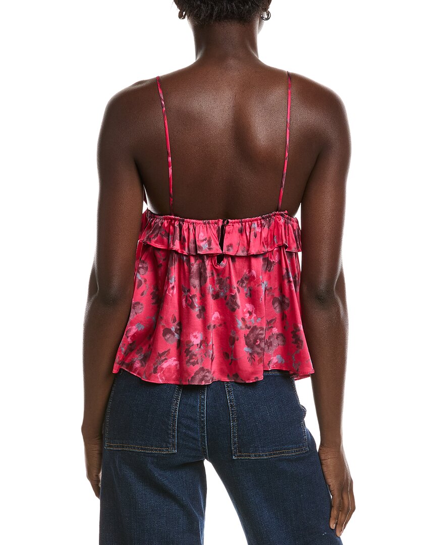 Ganni Printed Satin Strap Top