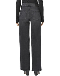 Paige Sasha Black Manta Distressed High Rise Column Straight Leg Jean