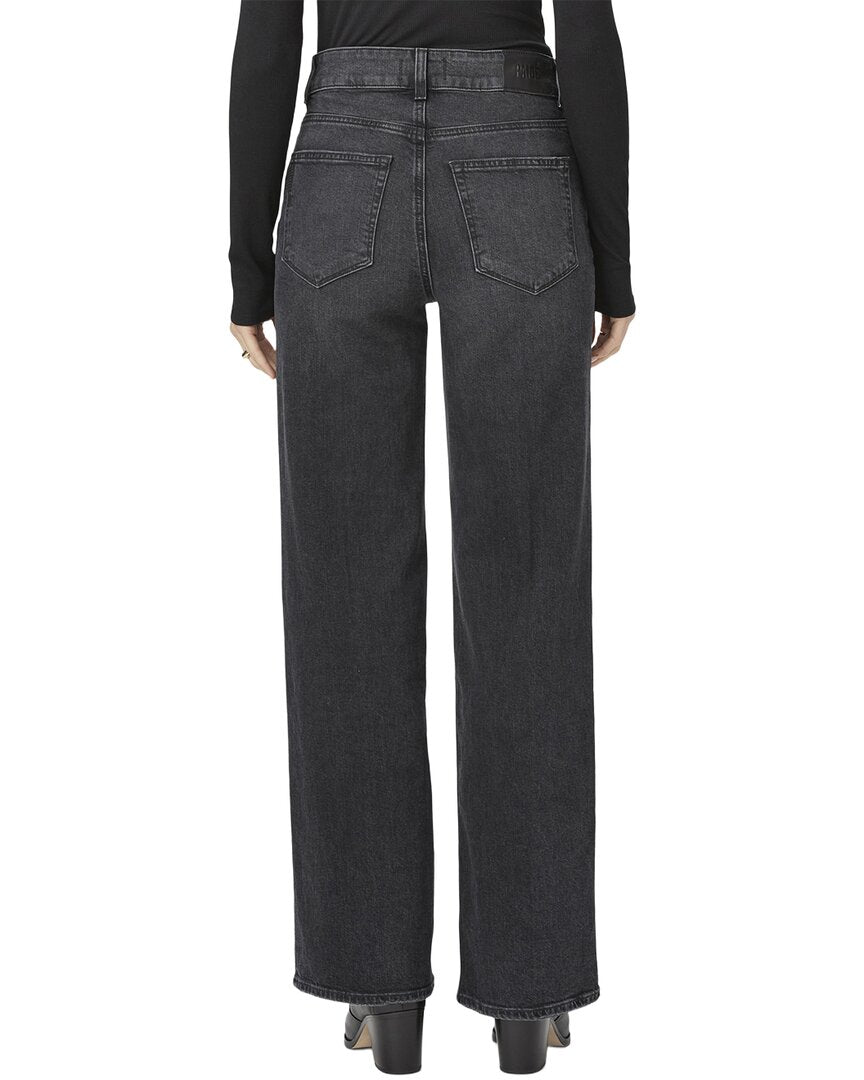 Paige Sasha Black Manta Distressed High Rise Column Straight Leg Jean