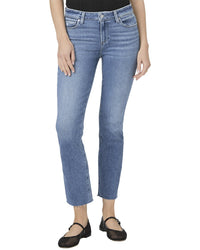 Paige Amber Flamenco Distressed Mid Rise Slim Straight Jean