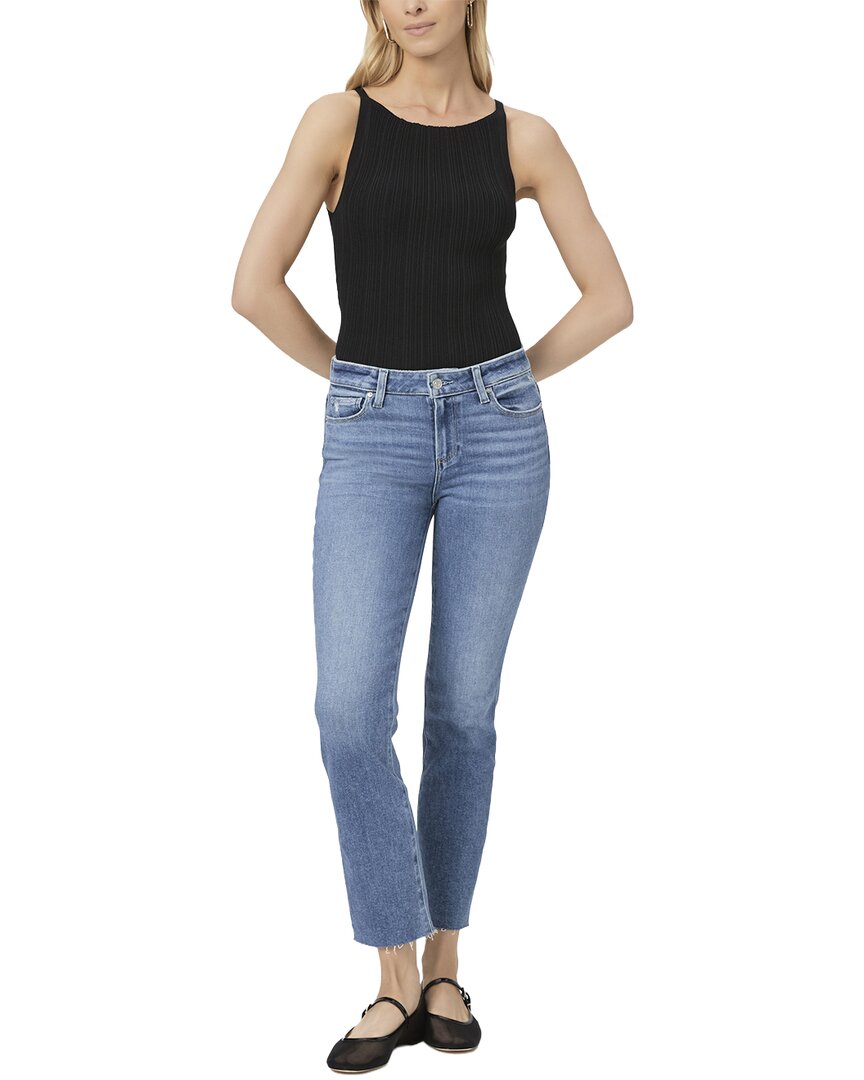 Paige Amber Flamenco Distressed Mid Rise Slim Straight Jean