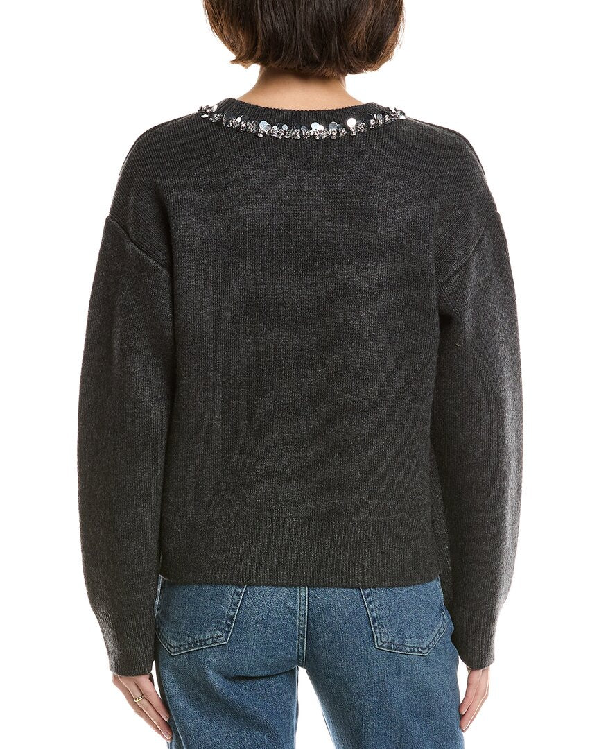 Endless Rose Relaxed Jewel-Trim Wool-Blend Sweater