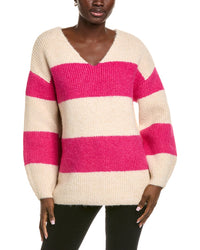 Endless Rose Fuzzy Striped Oversized Wool-Blend Sweater