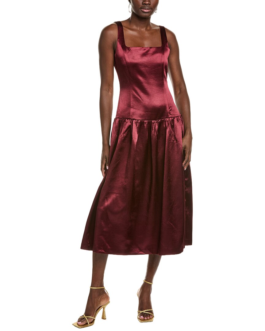 Endless Rose Satin Velvet Drop-Waist Midi Dress