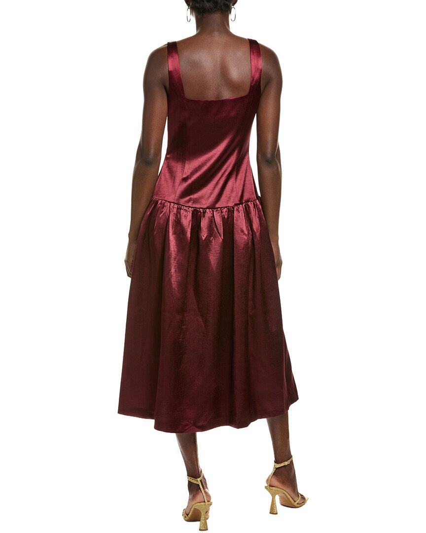 Endless Rose Satin Velvet Drop-Waist Midi Dress