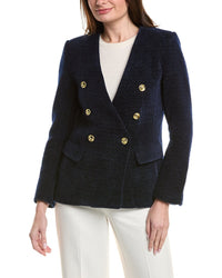English Factory Structured Lapelless Textured Jacket