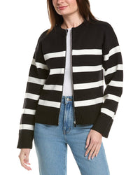 English Factory Zip-Up Striped Sweater