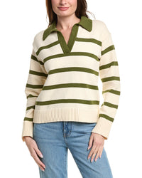 English Factory Striped Collared Sweater
