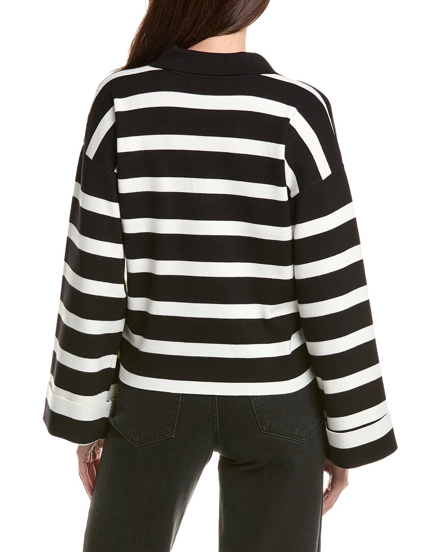 English Factory Striped Collared Cropped Sweater