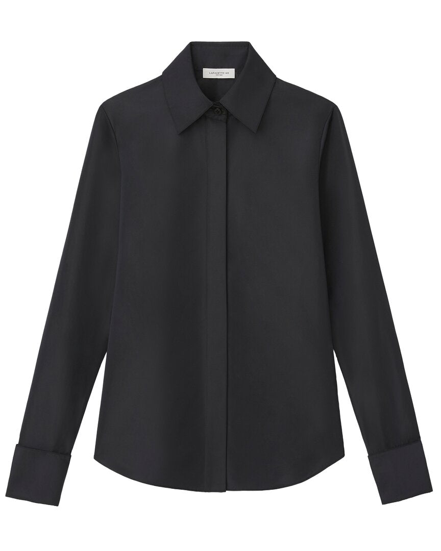 Lafayette 148 New York Hidden Button Front Slim Blouse