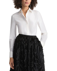 Lafayette 148 New York Hidden Button Front Slim Blouse