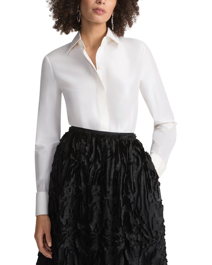 Lafayette 148 New York Hidden Button Front Slim Blouse