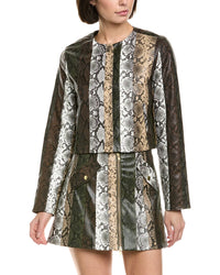 Cynthia Rowley Vegan Leather Patchwork Jacket