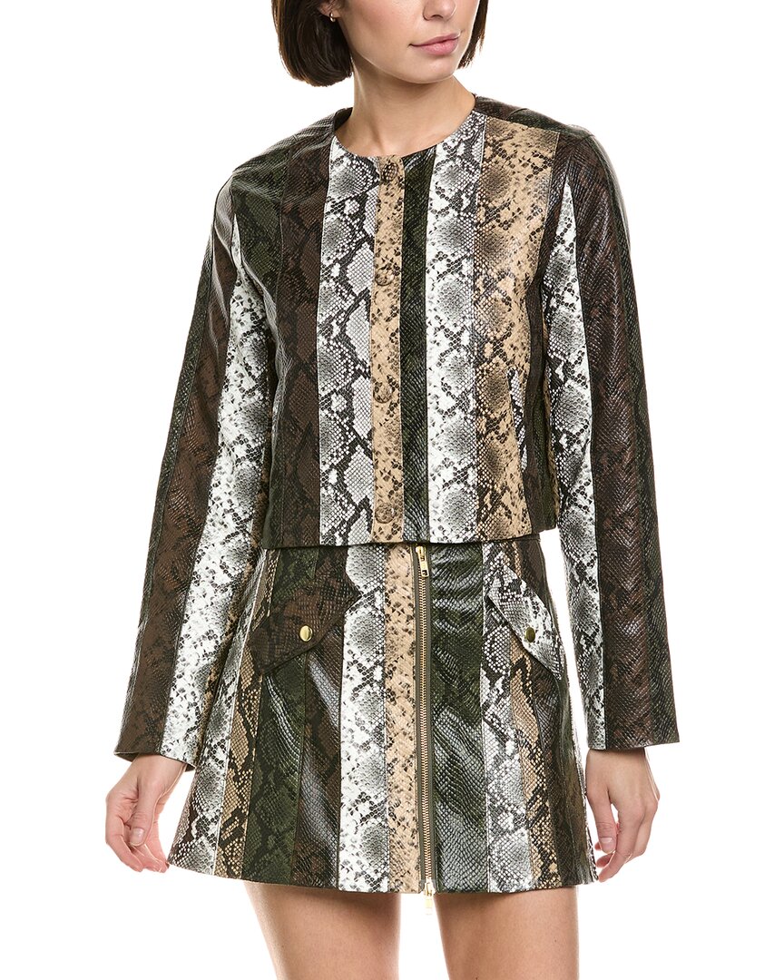 Cynthia Rowley Vegan Leather Patchwork Jacket