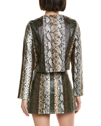 Cynthia Rowley Vegan Leather Patchwork Jacket