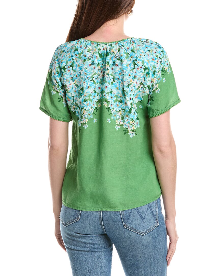 T Tahari T Tahari V-Neck Linen-Blend Blouse