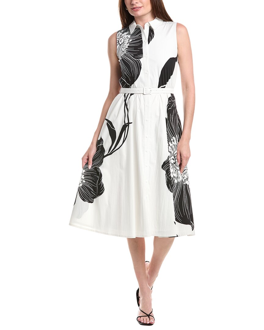 T Tahari T Tahari Split Neck Fit & Flare Dress
