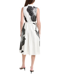 T Tahari T Tahari Split Neck Fit & Flare Dress