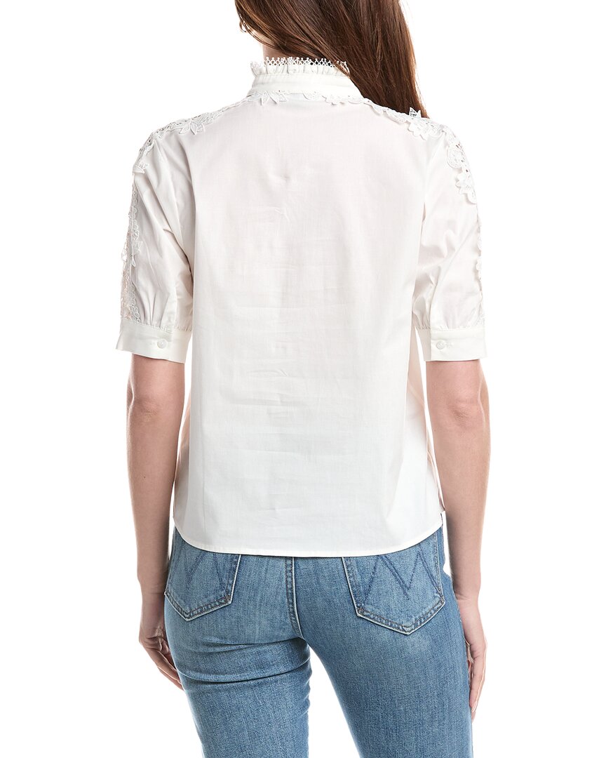 T Tahari T Tahari Mandarin Collar Button Down Blouse