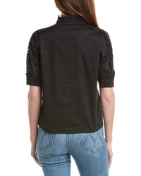 T Tahari T Tahari Mandarin Collar Button Down Blouse