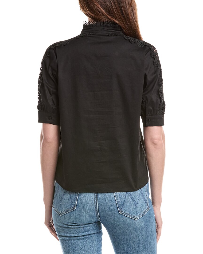 T Tahari T Tahari Mandarin Collar Button Down Blouse