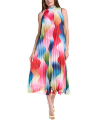 T Tahari T Tahari Mock Neck Pleated Maxi Dress