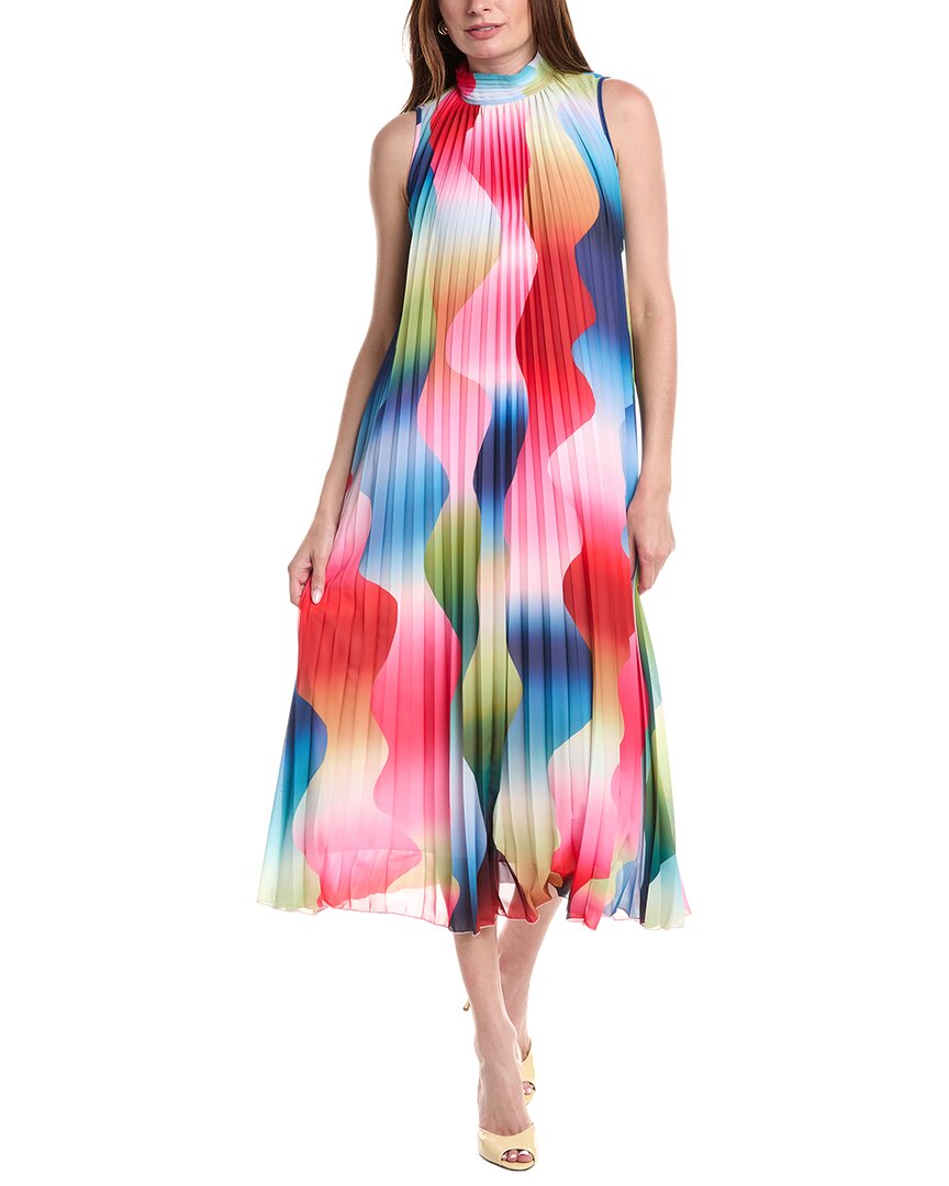 T Tahari T Tahari Mock Neck Pleated Maxi Dress