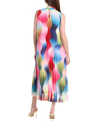 T Tahari T Tahari Mock Neck Pleated Maxi Dress