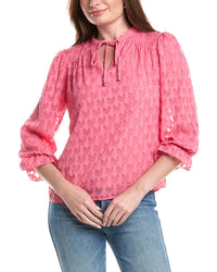 T Tahari T Tahari Sleeve Split Neck Blouse