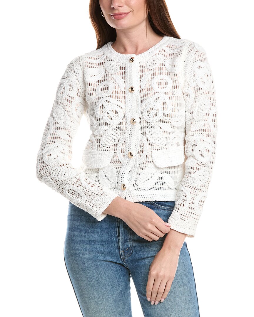 T Tahari T Tahari Mesh Applique Top