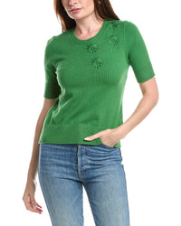 T Tahari T Tahari Floral Applique Sweater