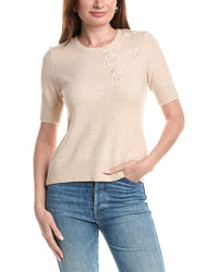 T Tahari T Tahari Floral Applique Sweater