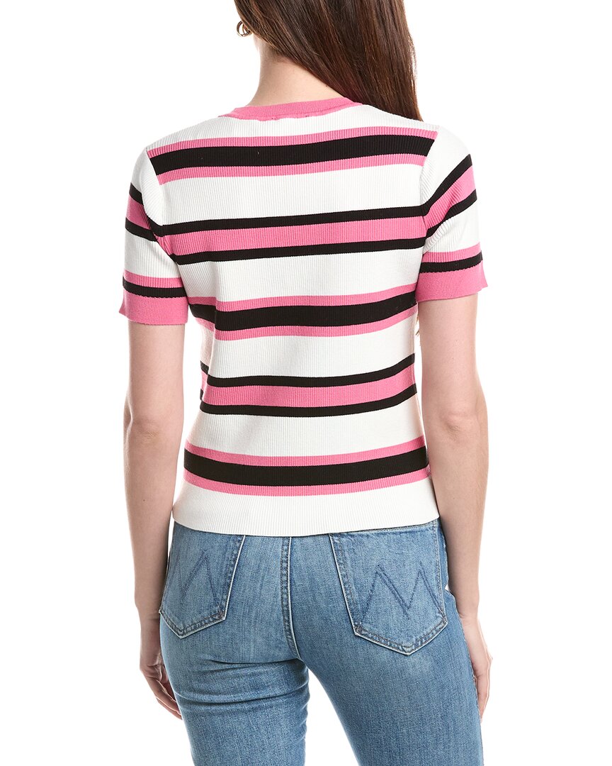 T Tahari T Tahari Rib Striped Button Front Top