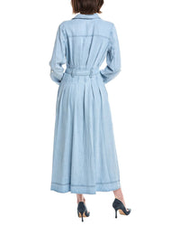T Tahari Rolled Sleeve Button Down Midi Shirtdress