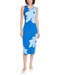 T Tahari Two-Tone Graphic Floral Sweaterdress