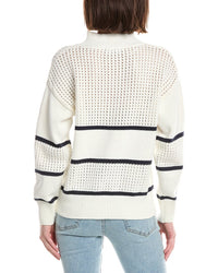 T Tahari Half Button Down Mock Neck Sweater