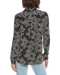 T Tahari Button Down Printed Blouse