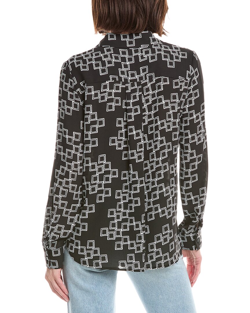 T Tahari Button Down Printed Blouse