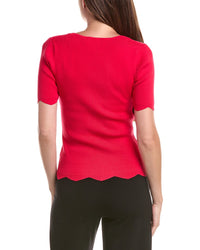 T Tahari T Tahari Scallop Edge Pullover Sweater