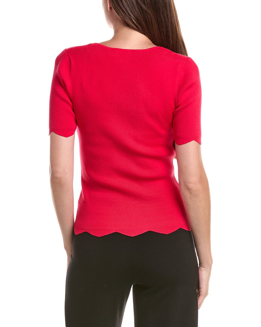 T Tahari T Tahari Scallop Edge Pullover Sweater