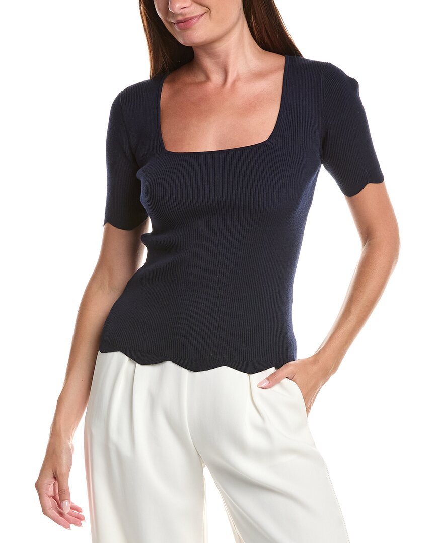T Tahari T Tahari Scallop Edge Pullover Sweater
