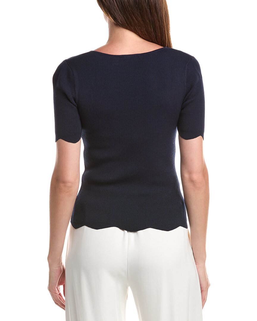 T Tahari T Tahari Scallop Edge Pullover Sweater