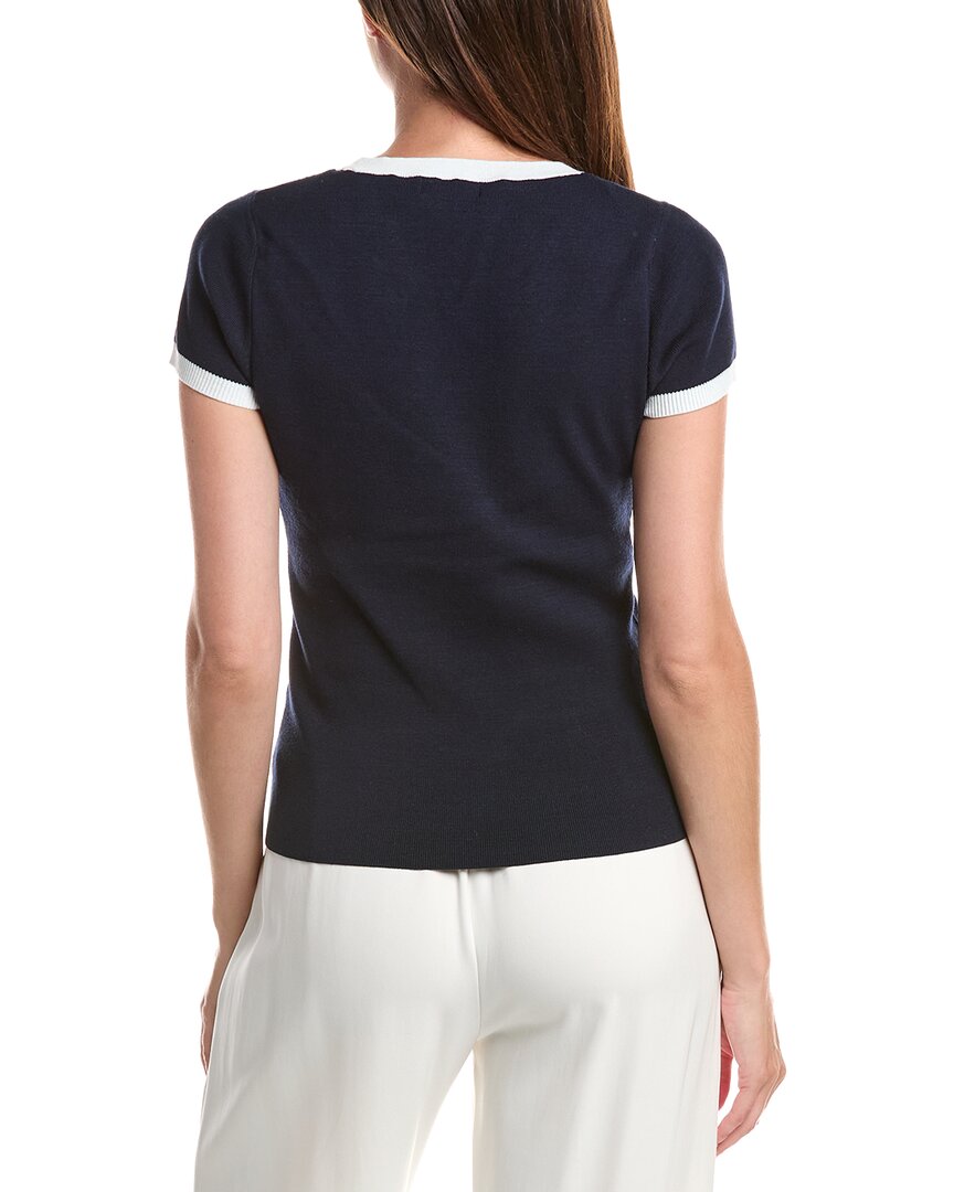 T Tahari T Tahari Contrast Trim Pullover
