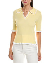 Nanette Nanette Lepore Scallop Trim Polo Sweater