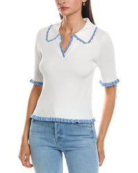 Nanette Nanette Lepore Scallop Trim Polo Sweater