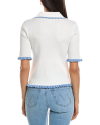 Nanette Nanette Lepore Scallop Trim Polo Sweater
