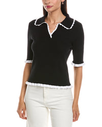 Nanette Nanette Lepore Scallop Trim Polo Sweater