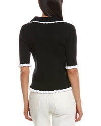 Nanette Nanette Lepore Scallop Trim Polo Sweater