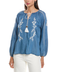 Nanette Nanette Lepore Embroidered Tie Neck Blouse
