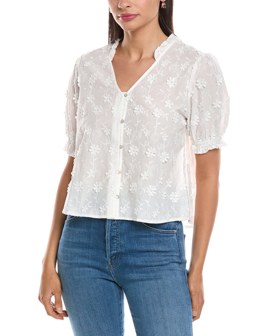 Nanette Nanette Lepore Applique Floral Embroidered Shirt